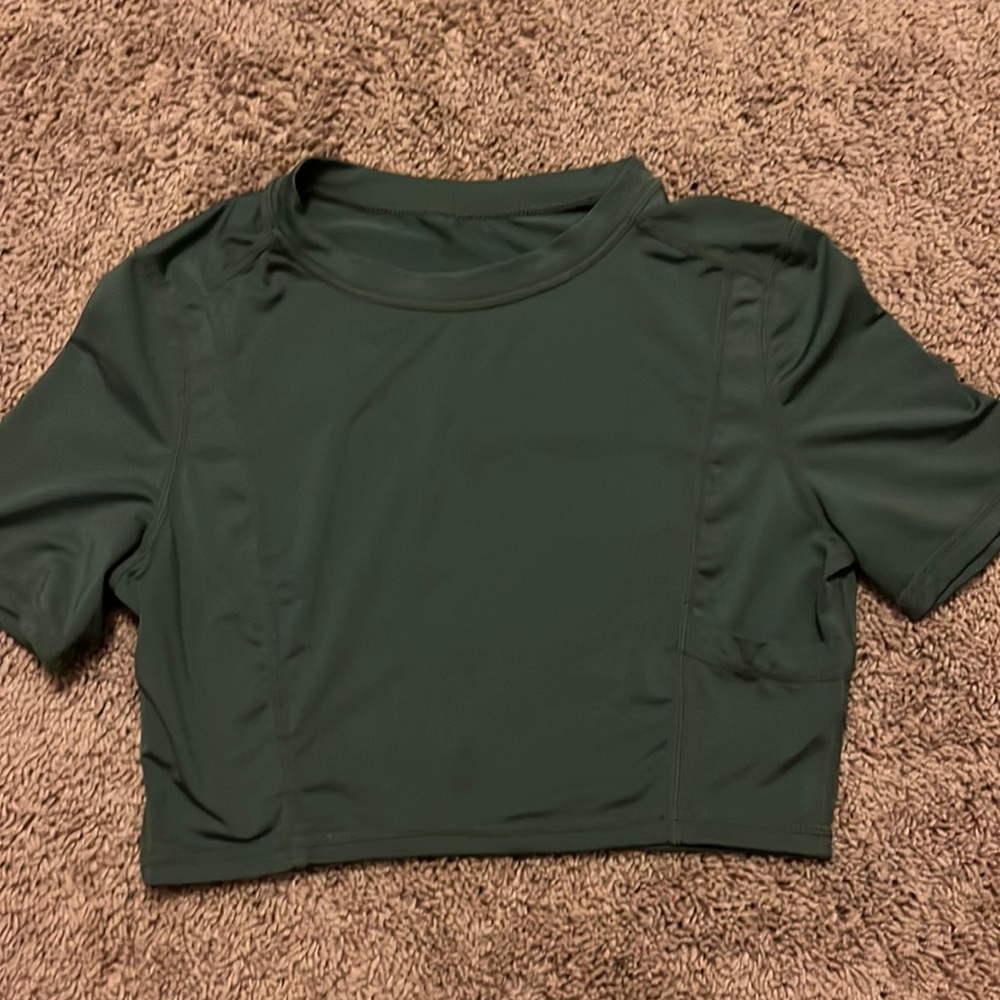 Green athletic crop top. Adult M